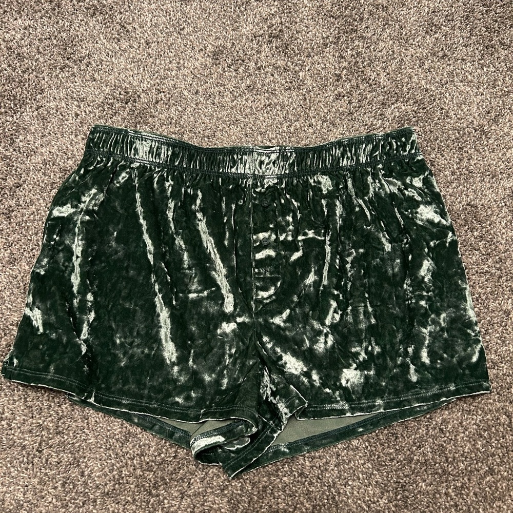 PINK Victoria's Secret Athletic Shorts in Shimmery Green Velvet
